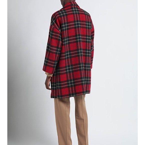 RED VALENTINO Wool Double Breasted Coat in Red Tartan - Size Small - Picture 2 of 10